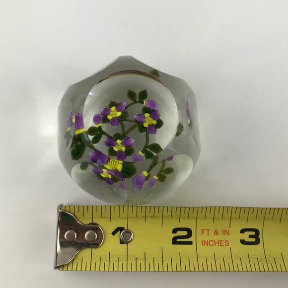 Perthshire PP221 2000 Amethyst & Yellow Flower Bouquet Faceted Paperweight Cert - Picture 10 of 16